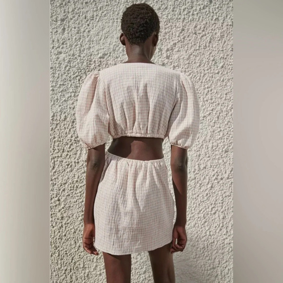 Zara Cut  Out Linen Blend Dress - Picture 2 of 8